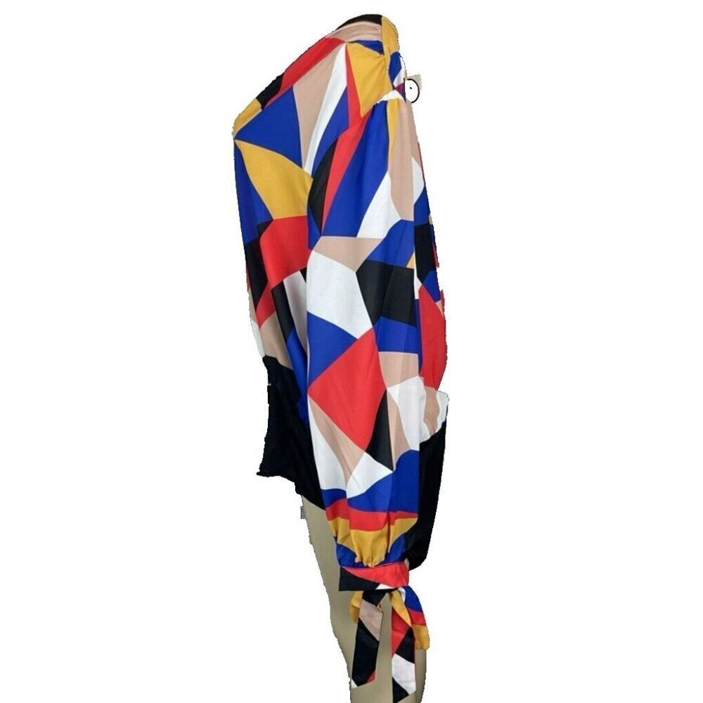 Fashion To Figure +3 Geometric Multi Surplice Neckline Long Tie Sleeve Bodysuit — image 5 of 6